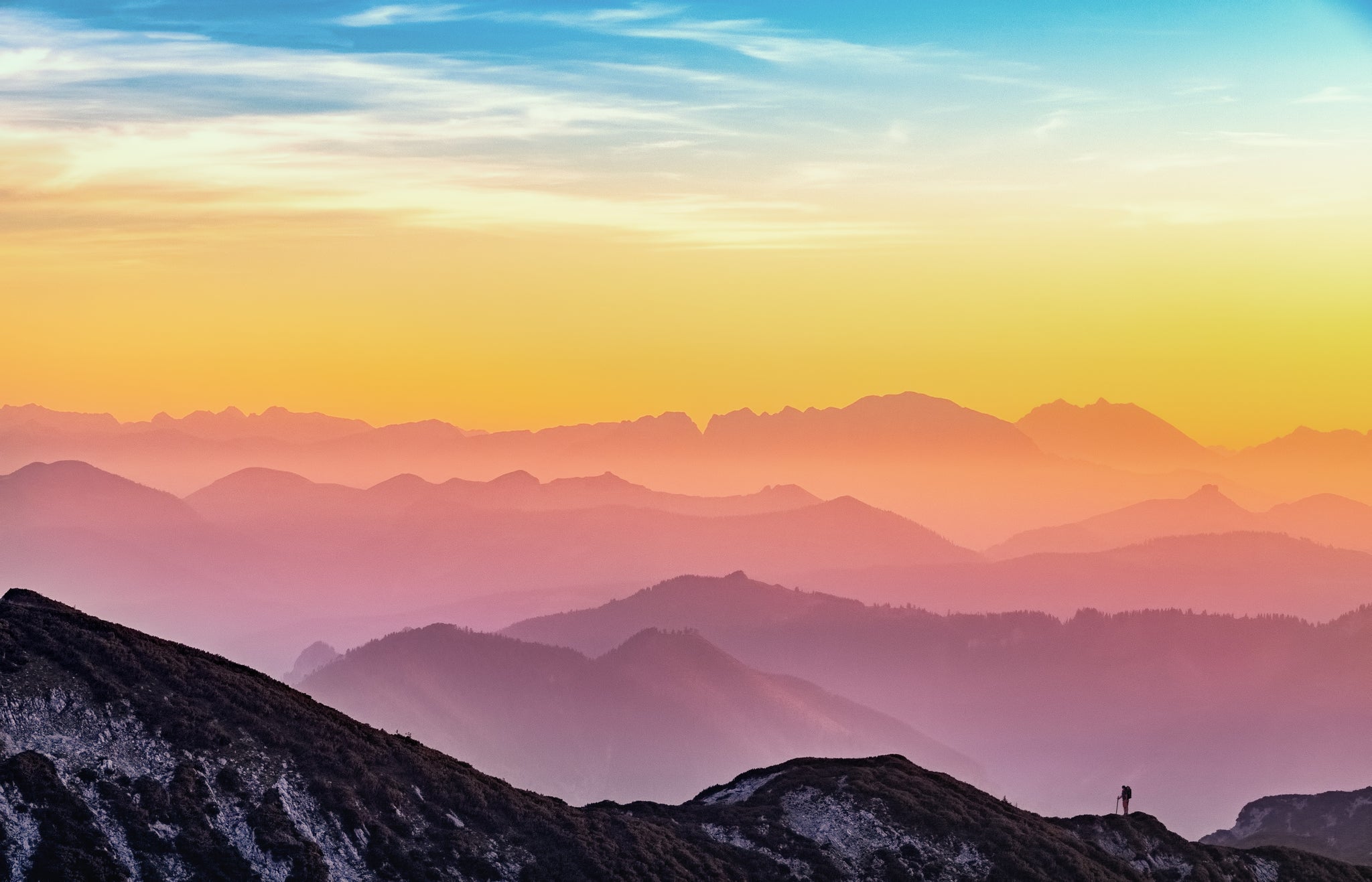 Photo of mountains with sunlight spectrum